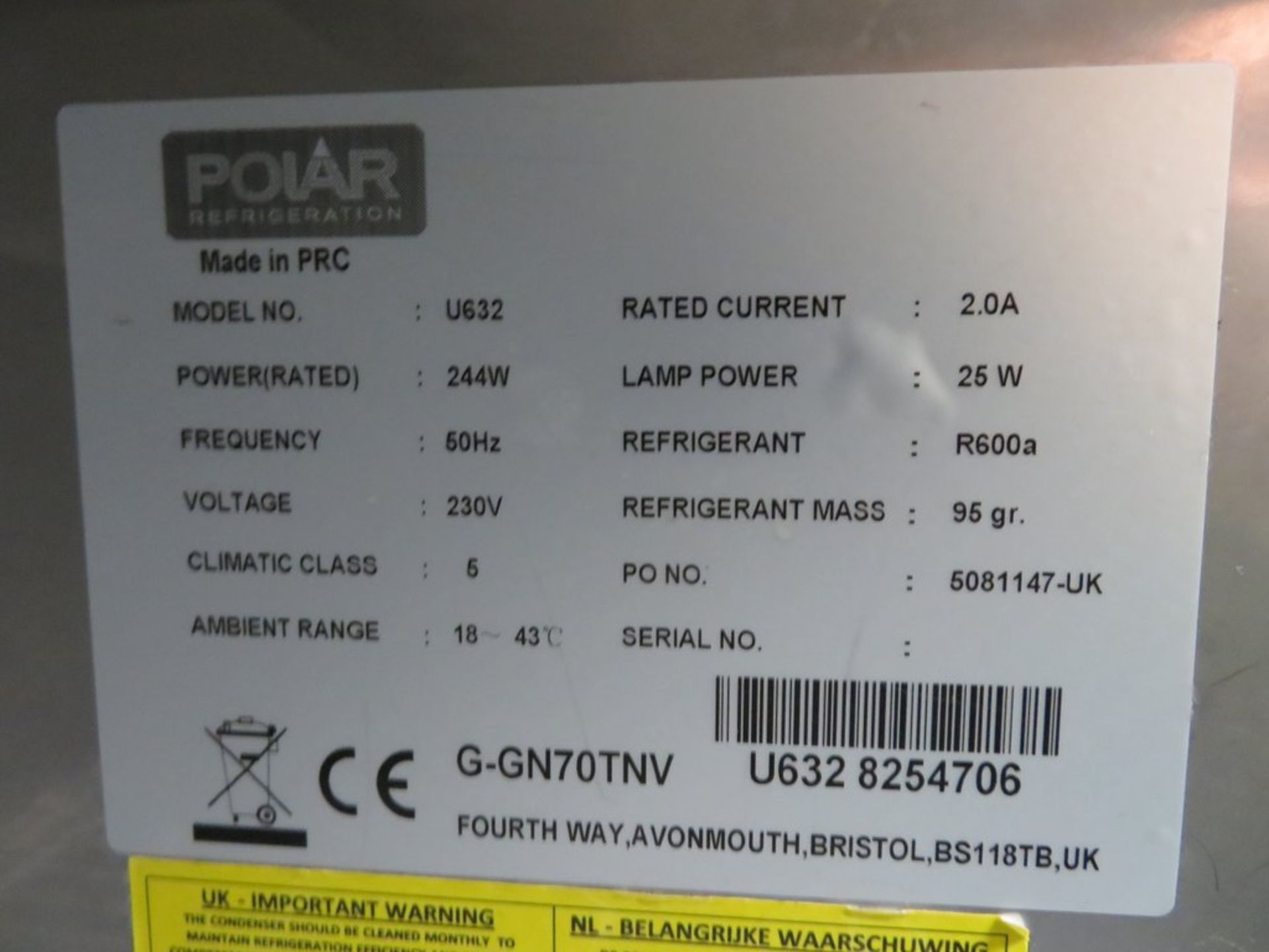 Polar U632 single door fridge - Image 6 of 7