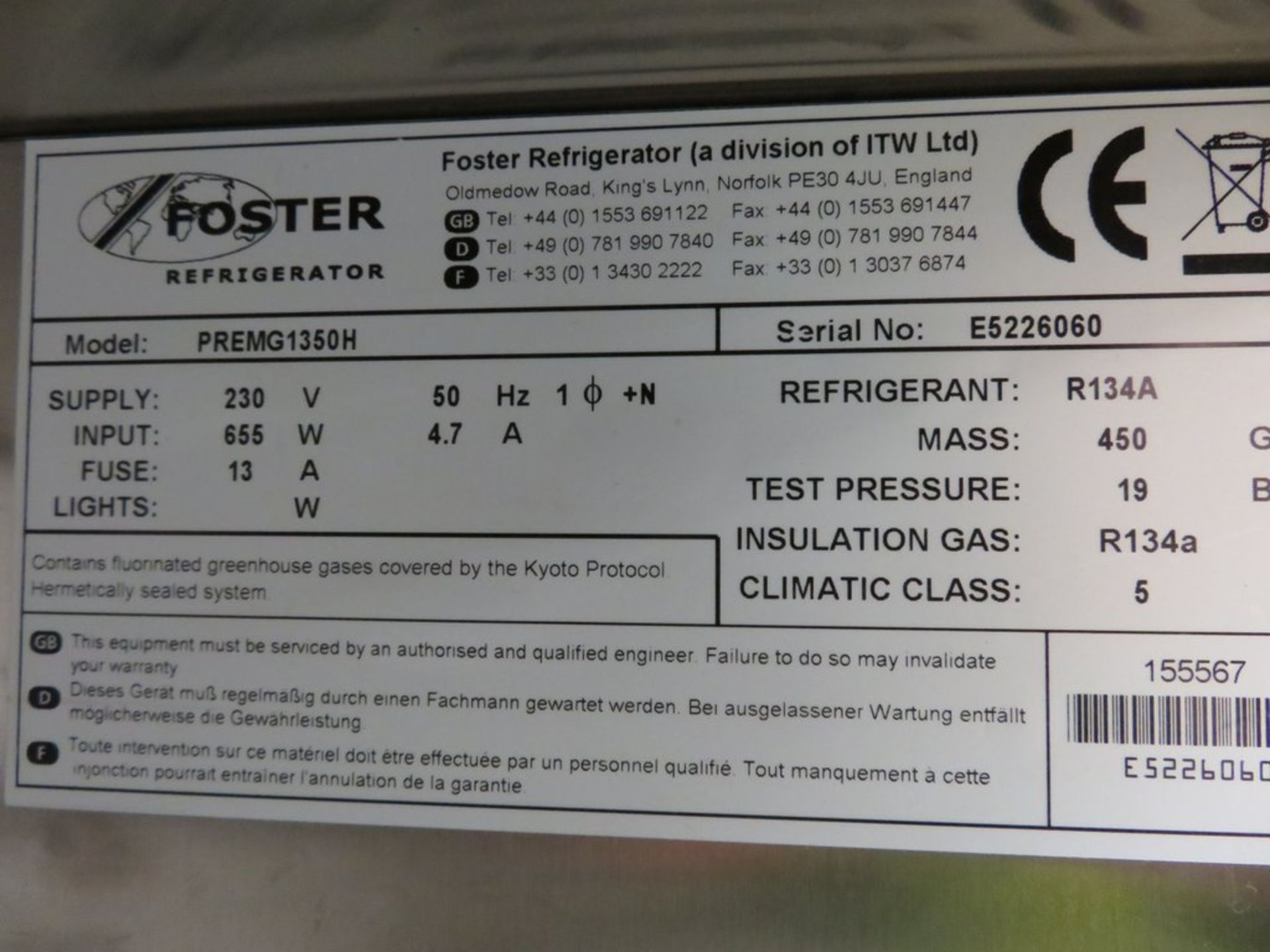 Foster PREMG1350H double door fridge - Image 8 of 8