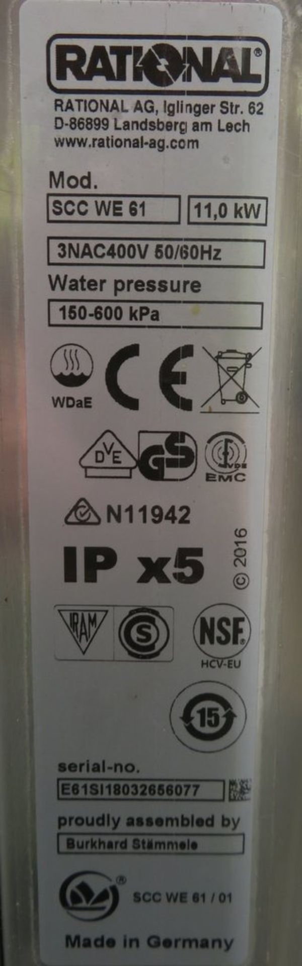 Rational SCC WE 61 6 grid combi oven (2018), 3 phase electric - Image 8 of 8