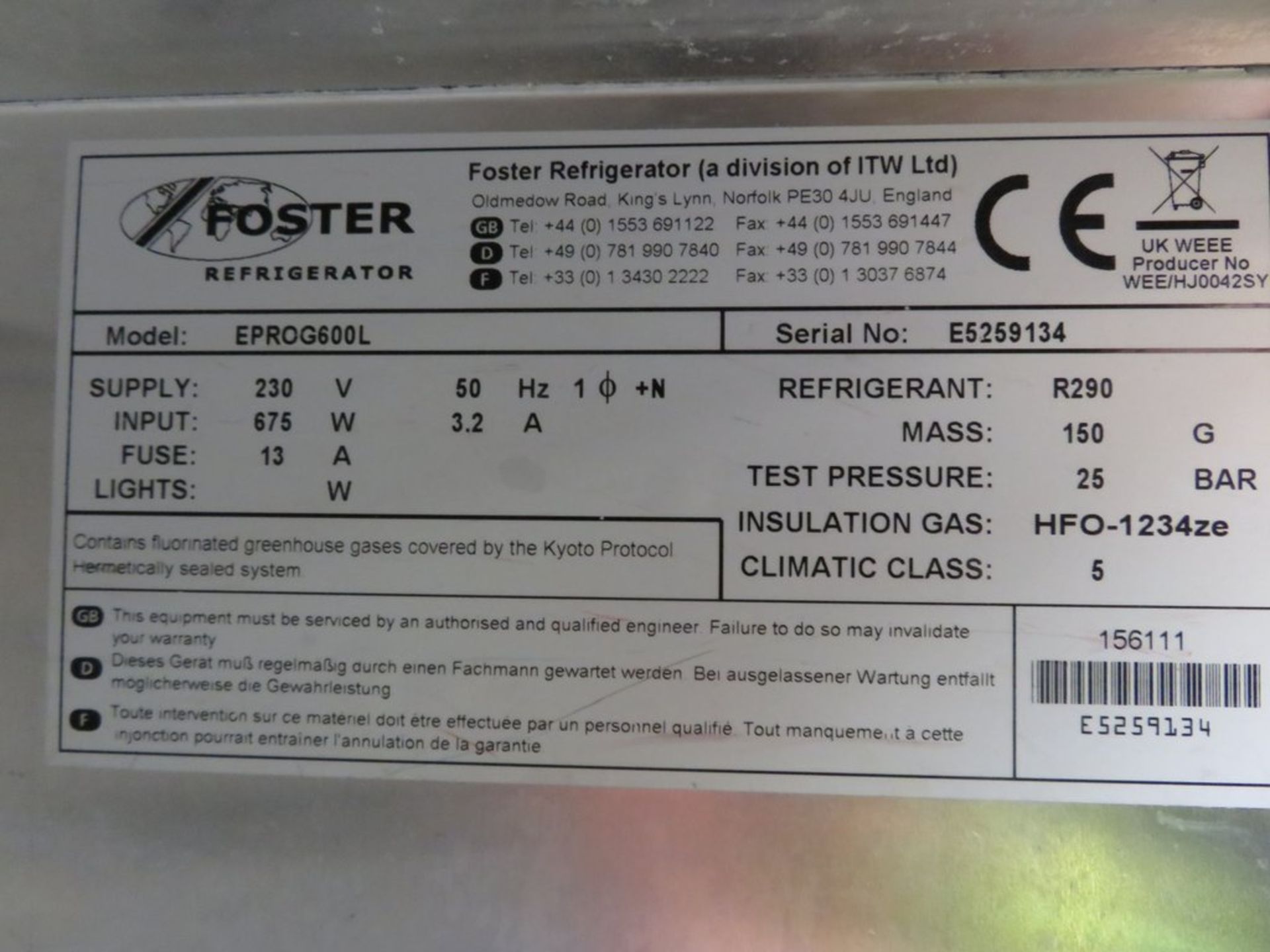 Foster EPROG600L single door freezer - Image 7 of 7