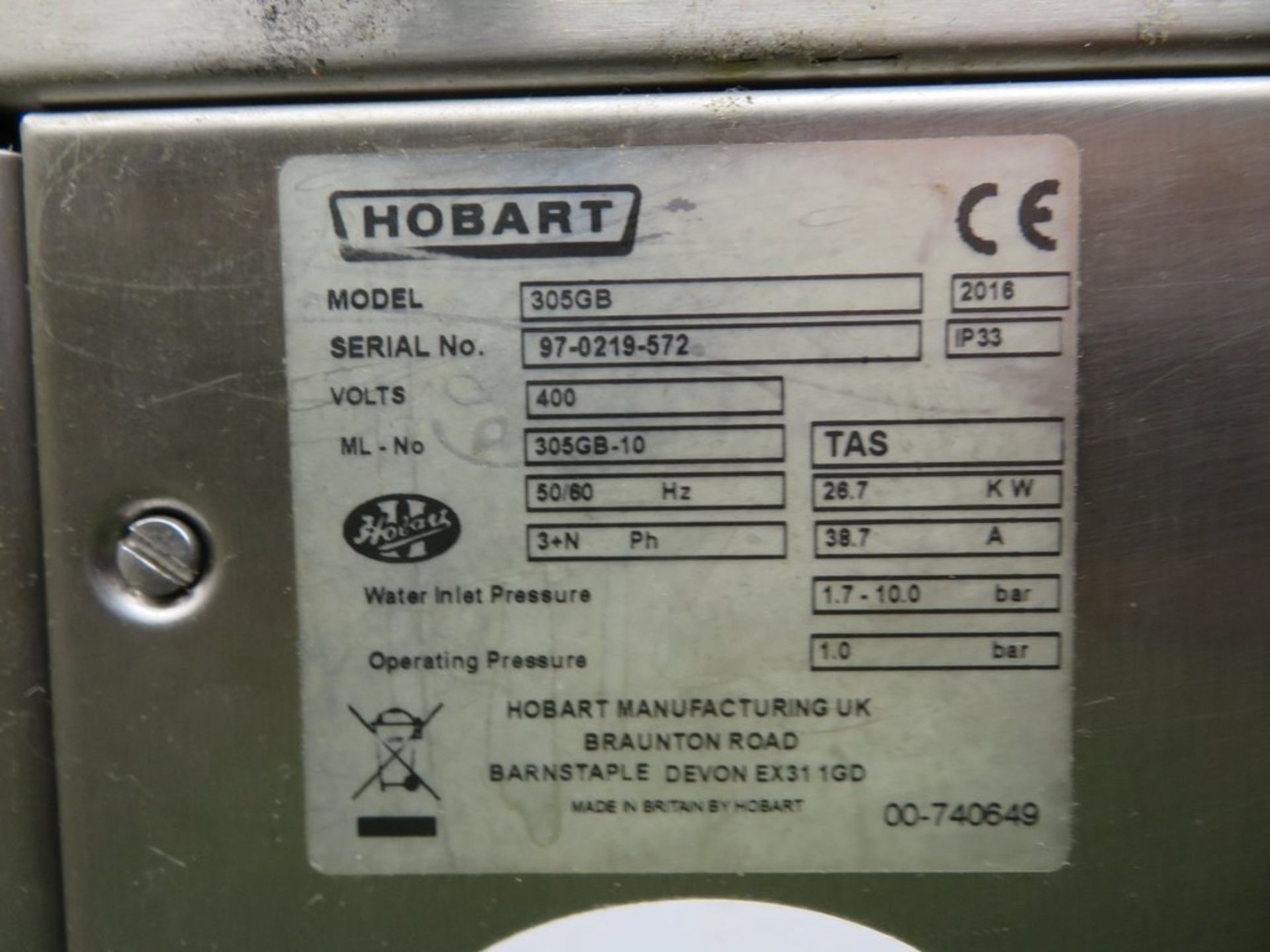 Hobart Bonnet 305GB steamer, 3 phase electric - Image 10 of 10