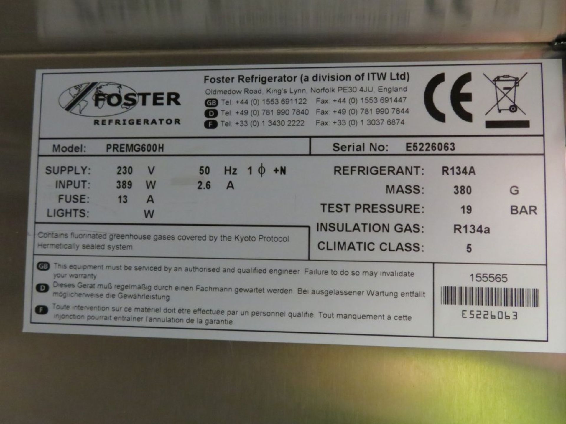 Foster PREMG600H single door fridge - Image 6 of 7