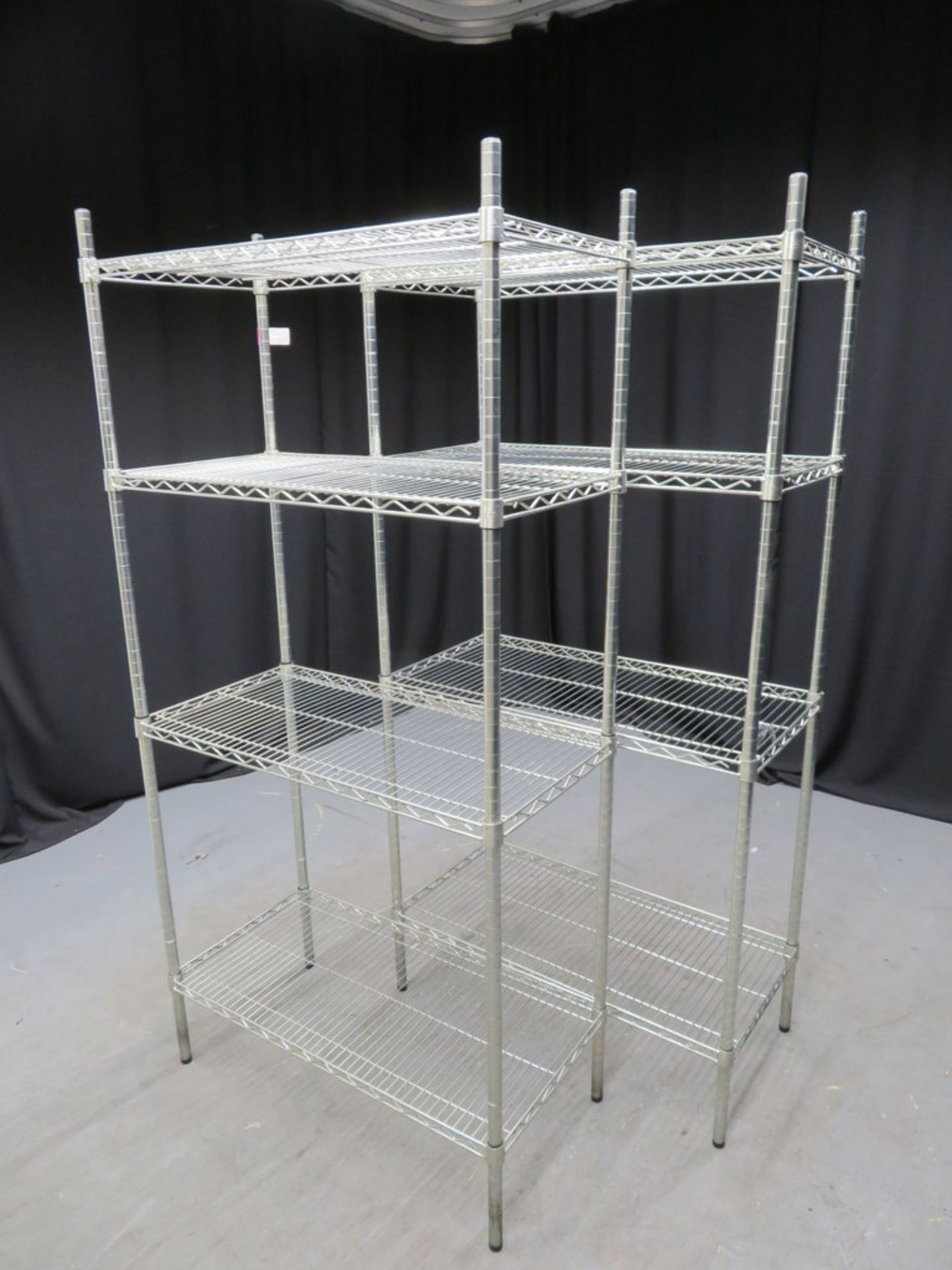 2 x Vogue stainless steel 4 tier shelving units 900mm W x 460mm D x 1860mm D