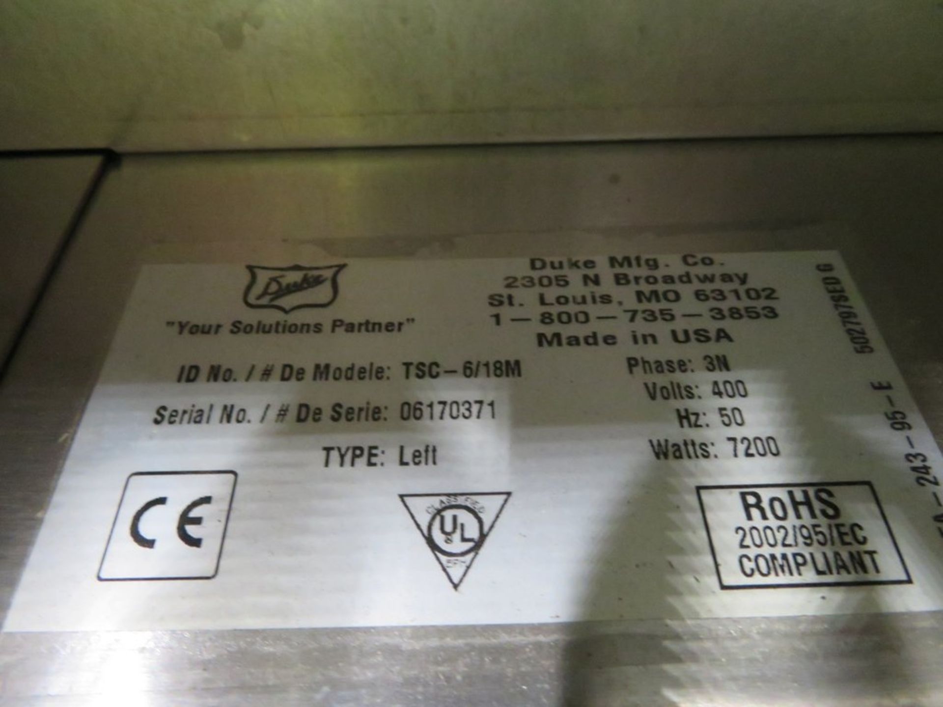 Duke TSC 6/18 proofer oven (touch screen control), 3 phase electric - Image 10 of 10