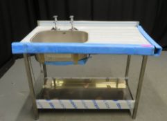 Stainless steel single basin sink 1200mm W x 600mm D x 900mm H