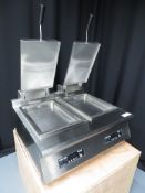 Heavy duty commercial induction twin pan dumpling cooker, 1 phase electric, new