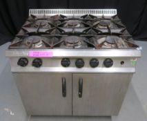 Moorwood Vulcan 6 burner cooker, natural gas, one dial missing