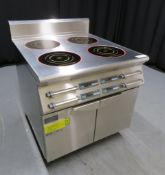 Heavy duty commercial 4 zone induction hob with cabinet, 3 phase electric, new