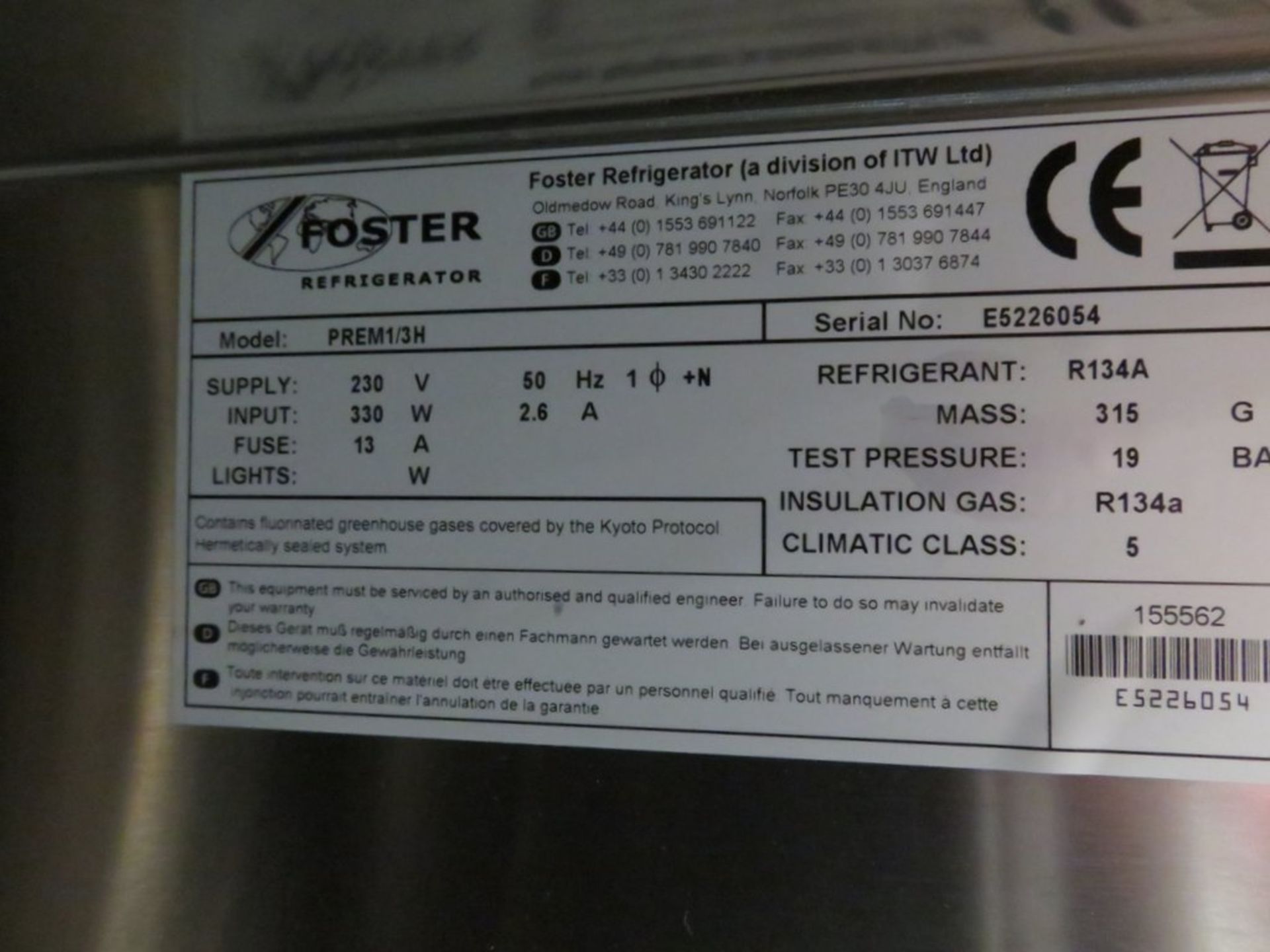 Foster 3 door undercounter fridge - Image 8 of 9