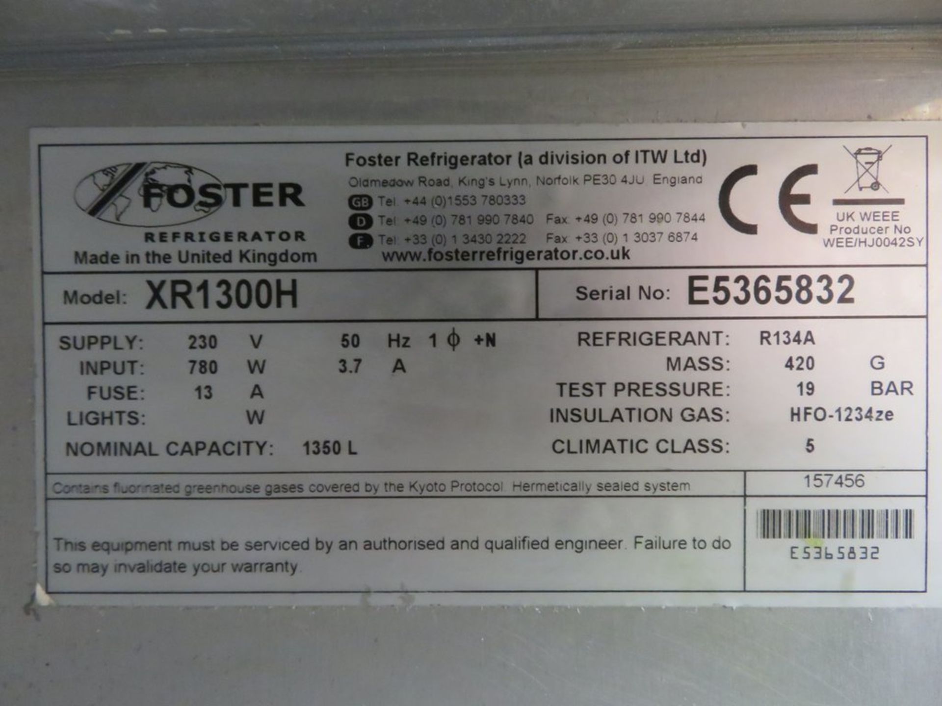 Foster XR1300H double door fridge - Image 8 of 8