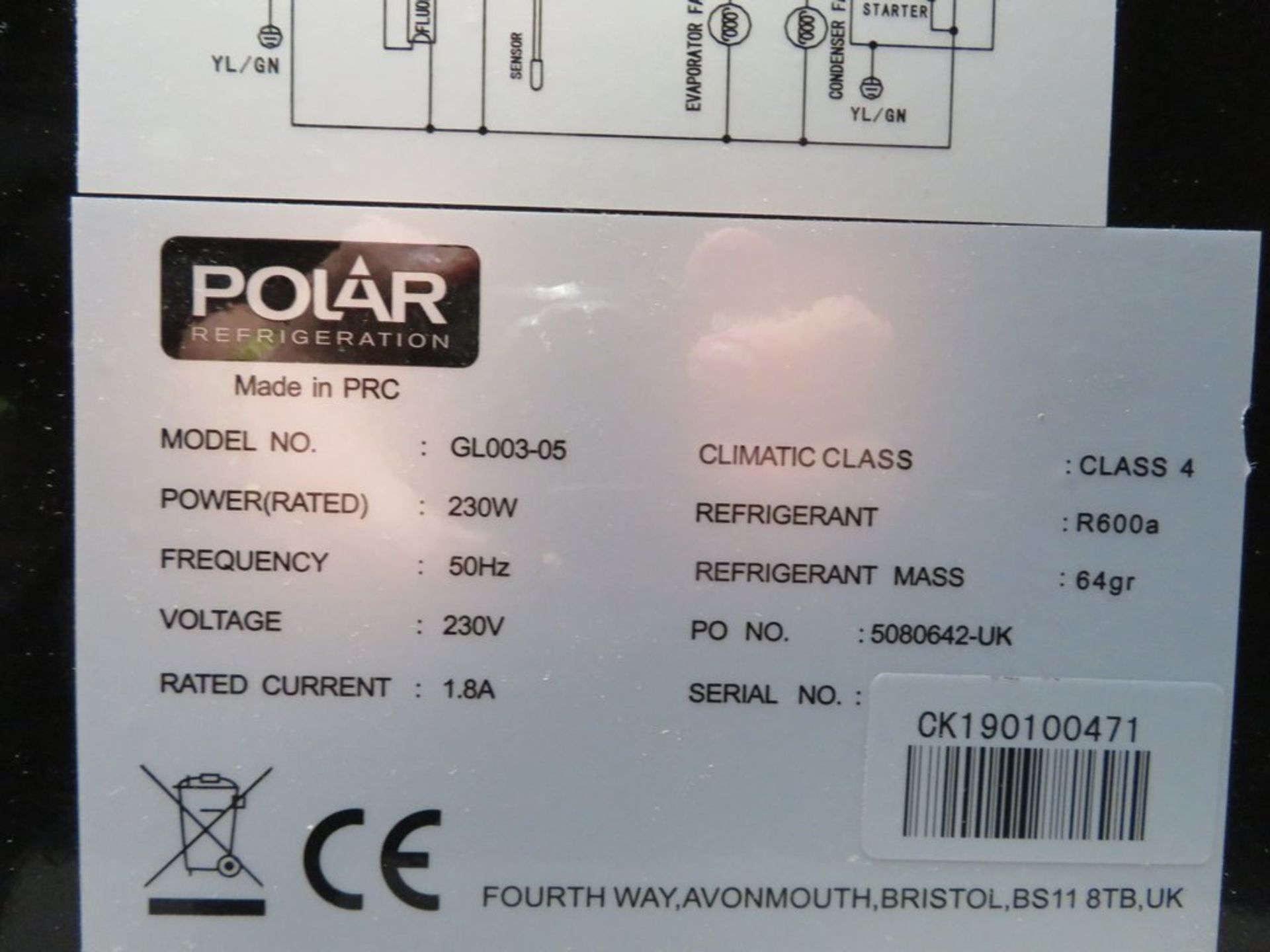 Polar GL003 2 door bottle fridge - Image 7 of 7