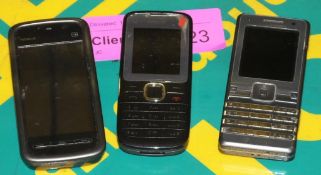 3x Mobile phone handsets - no chargers or cables