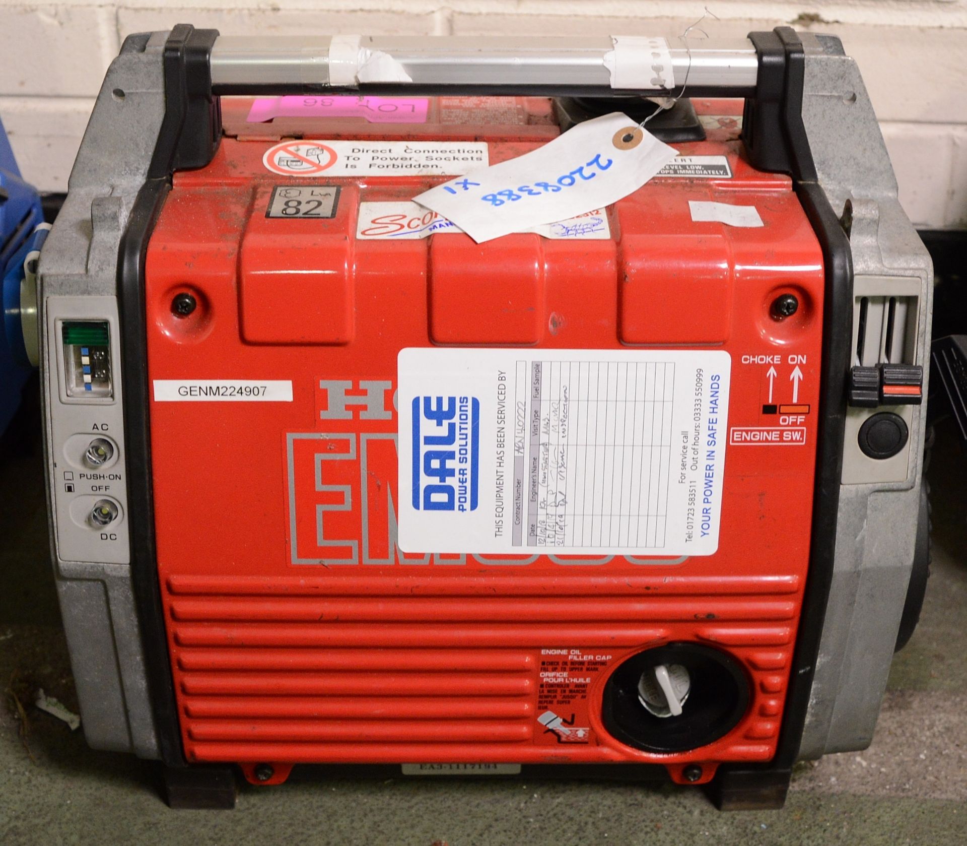 Honda EX1000 Generator Portable 240v Rated 750/850VA. - Image 2 of 2