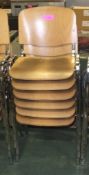 6x Metal legged wooden seat chairs