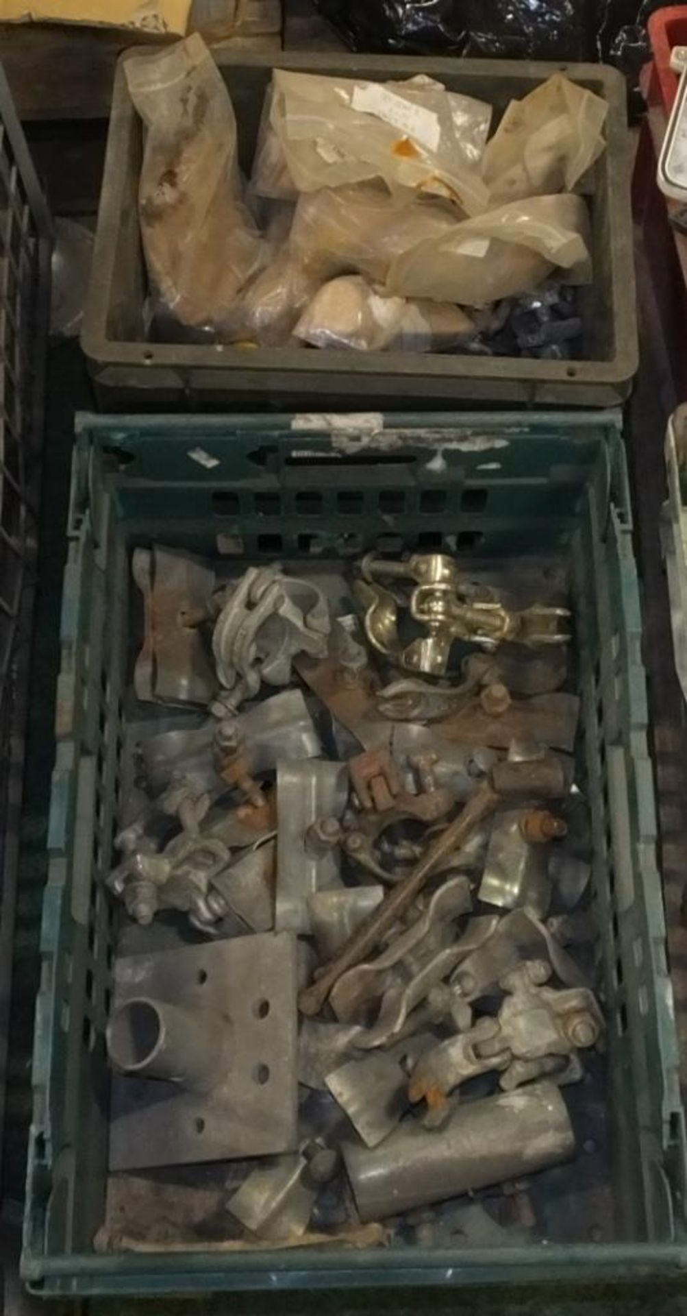 Tray of scaffolding clamps