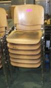 6x Metal legged wooden seat chairs