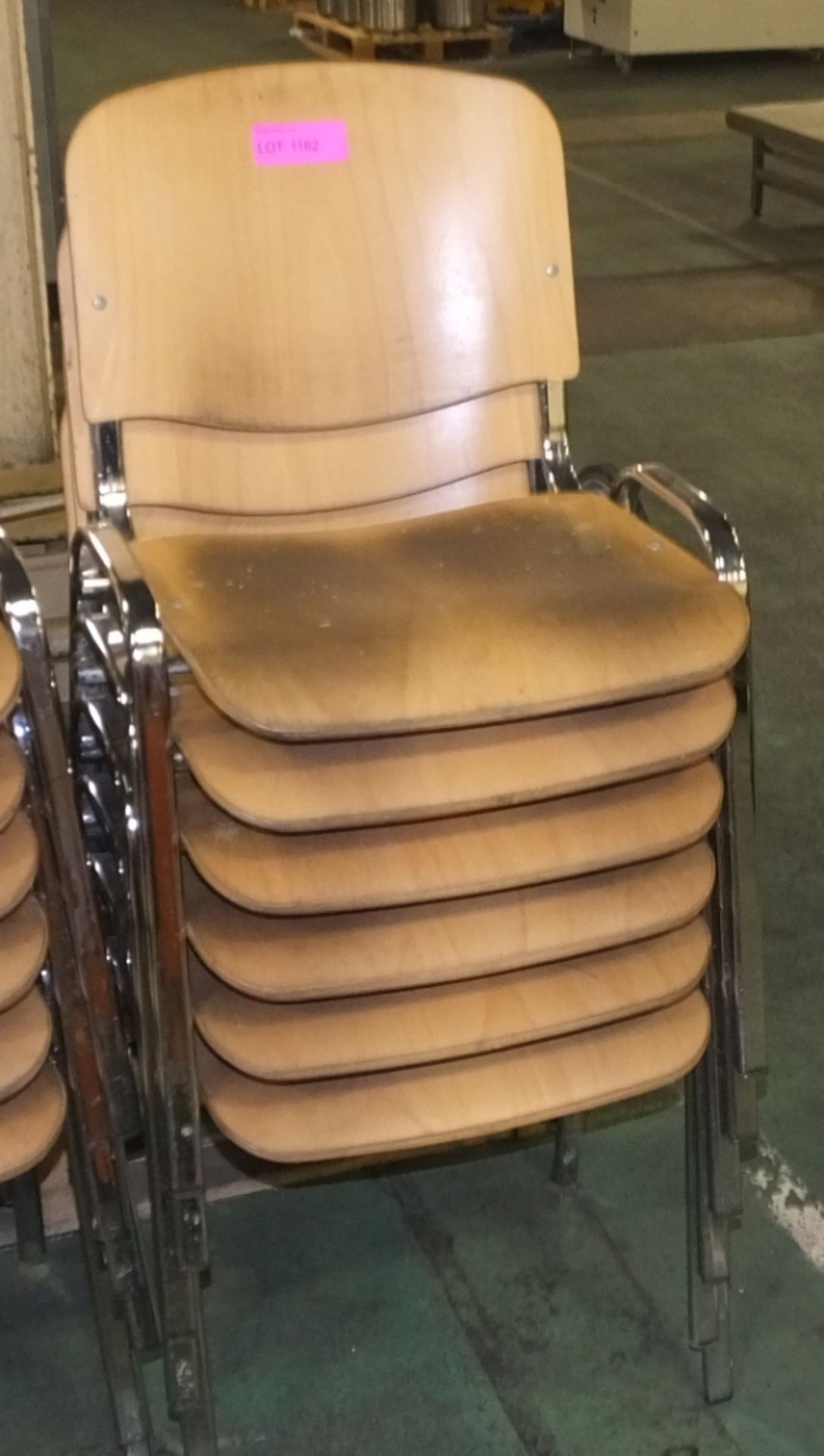 6x Metal legged wooden seat chairs