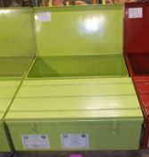 2x Metal Storage boxes - 100 x 55 x 40cm - Green