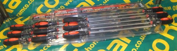 3x Dekton 6 piece long screwdriver sets