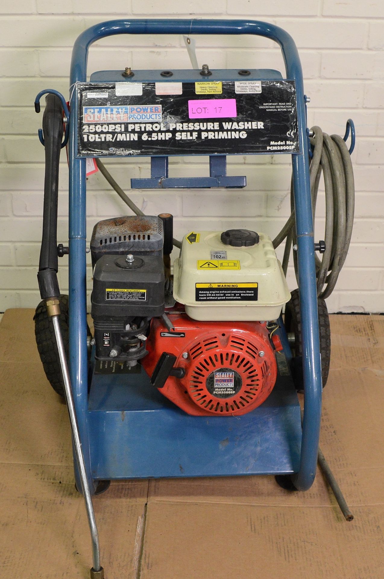 Sealey PCM2500SP Pressure Washer 6.5HP Petrol Self Priming.