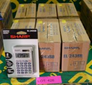 6x Boxes of Sharp EL-243SB Handheld Calculators - 5 per box.
