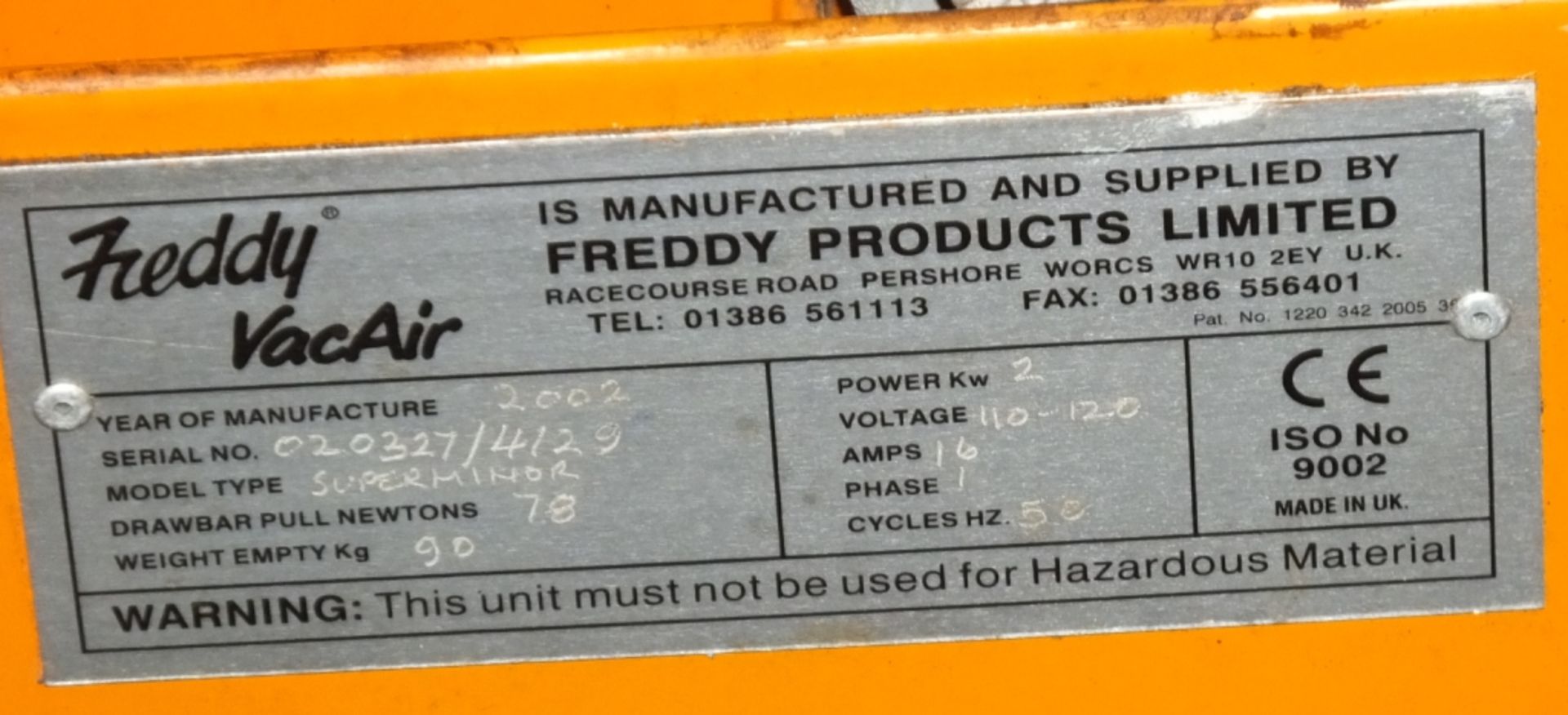 Freddy Vac Air hazardous material industrial vacuum cleaner - Image 3 of 5
