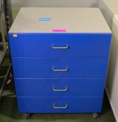 Cabinet 4 Drawers Blue L660 x W520 x H810mm.