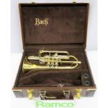 Bach Stradivarius 184 Cornet With Case. Serial Number: 568129. Please Note That This Item