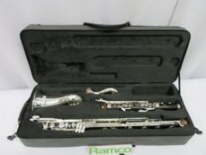 Henri Selmer Bass Clarinet With Case. Serial Number: N05840. 2 Piece Body Approximately 1