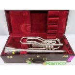 Besson International BE708 Fanfare Trumpet With Case. Serial Number: 884167. Please Note T