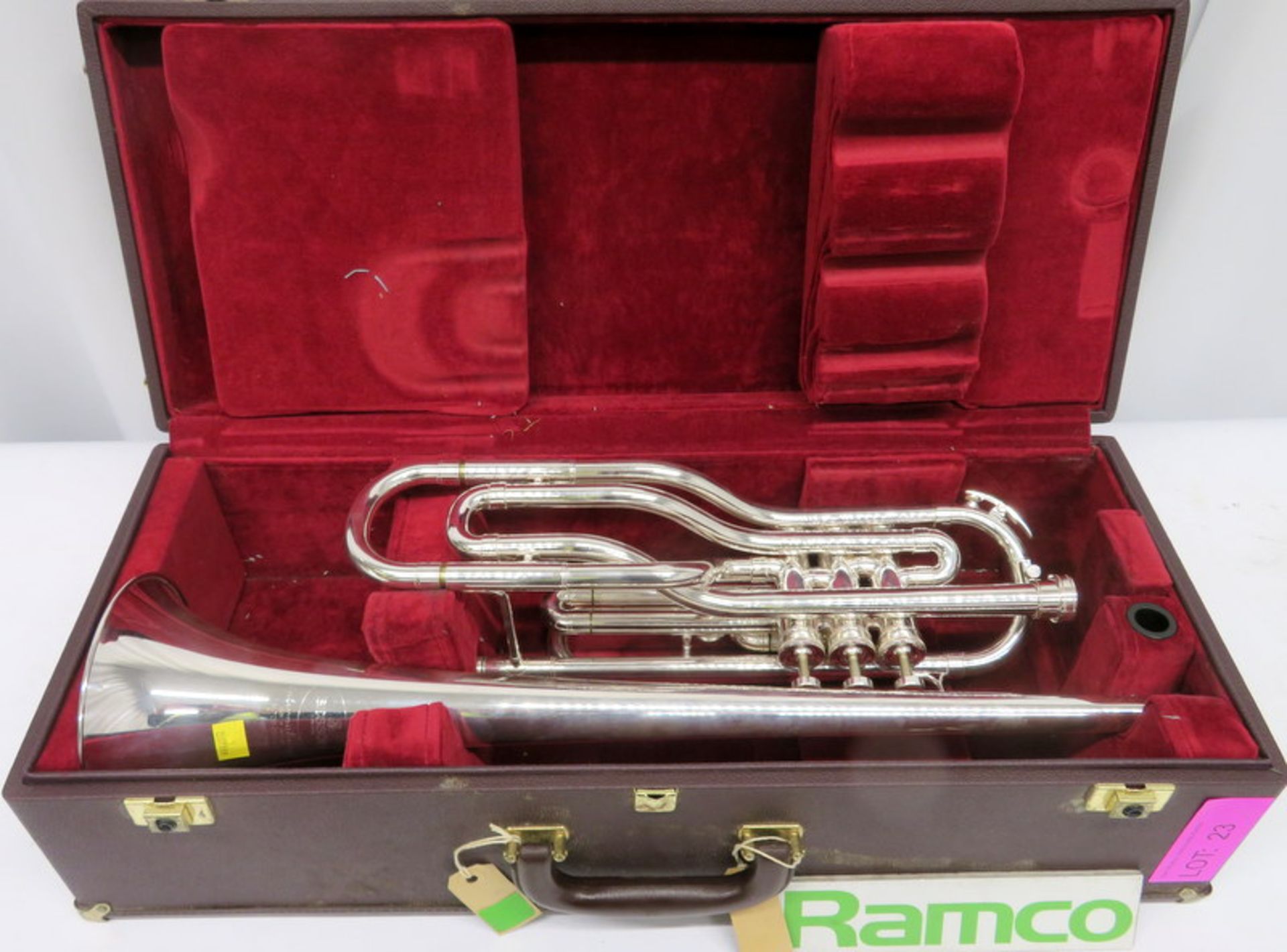 Besson International BE708 Fanfare Trumpet With Case. Serial Number: 884167. Please Note T