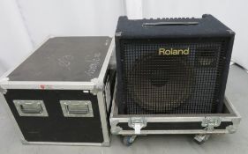 Roland KC-500 stereo mixing 125w keyboard amplifier in flight case.