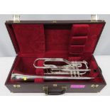 Besson International BE707 fanfare trombone with case. Serial number: 883175. Please note