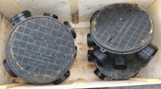 3x Unequal Inspection Chambers base 450 Diameter 160 x 110mm D/S, 450mm diameter Equal ins
