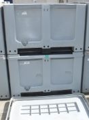 2x Plastic Shipping Case Grey L 1220mm x W 1020mm x H 800mm