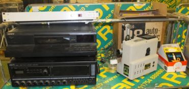 Inter M PAM-120 public address amplifier, Sony 5 cd disc changer CDP-CE105, Composite vide