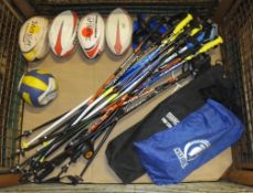 Sporting Equipment - Ski Poles, Rugby Ball, Vollyball