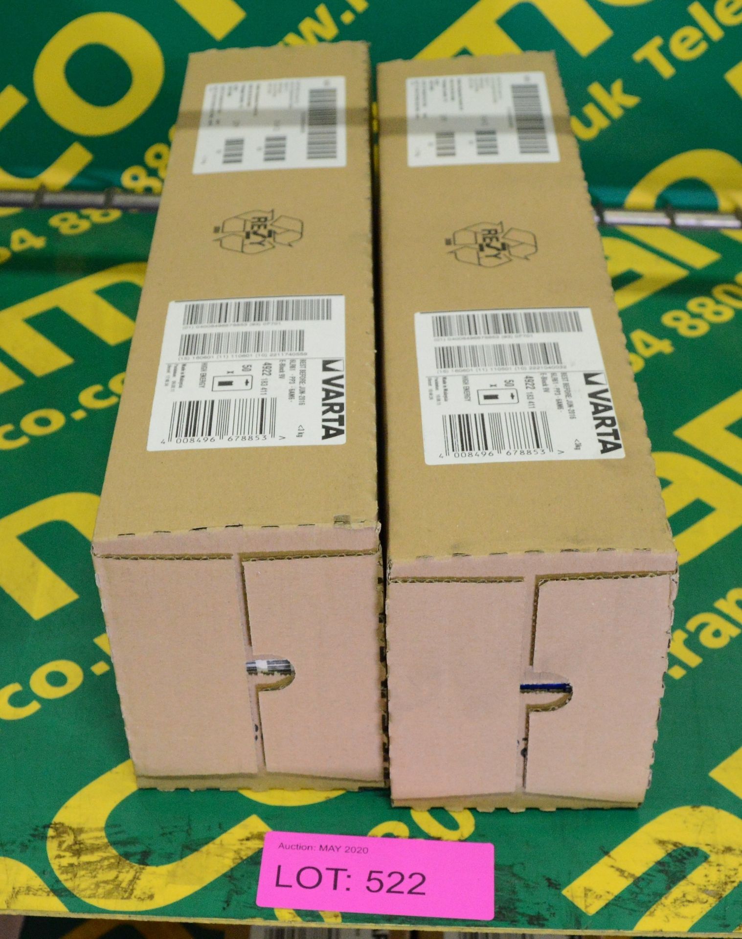 2x Boxes of Varta High Energy 9V Batteries - 50 per box - OUT OF DATE.