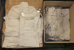 26x Men's Coat Combat Khaki Small-Regular, 22x Men's Coat Combat Khaki Large-Short, 21x Me