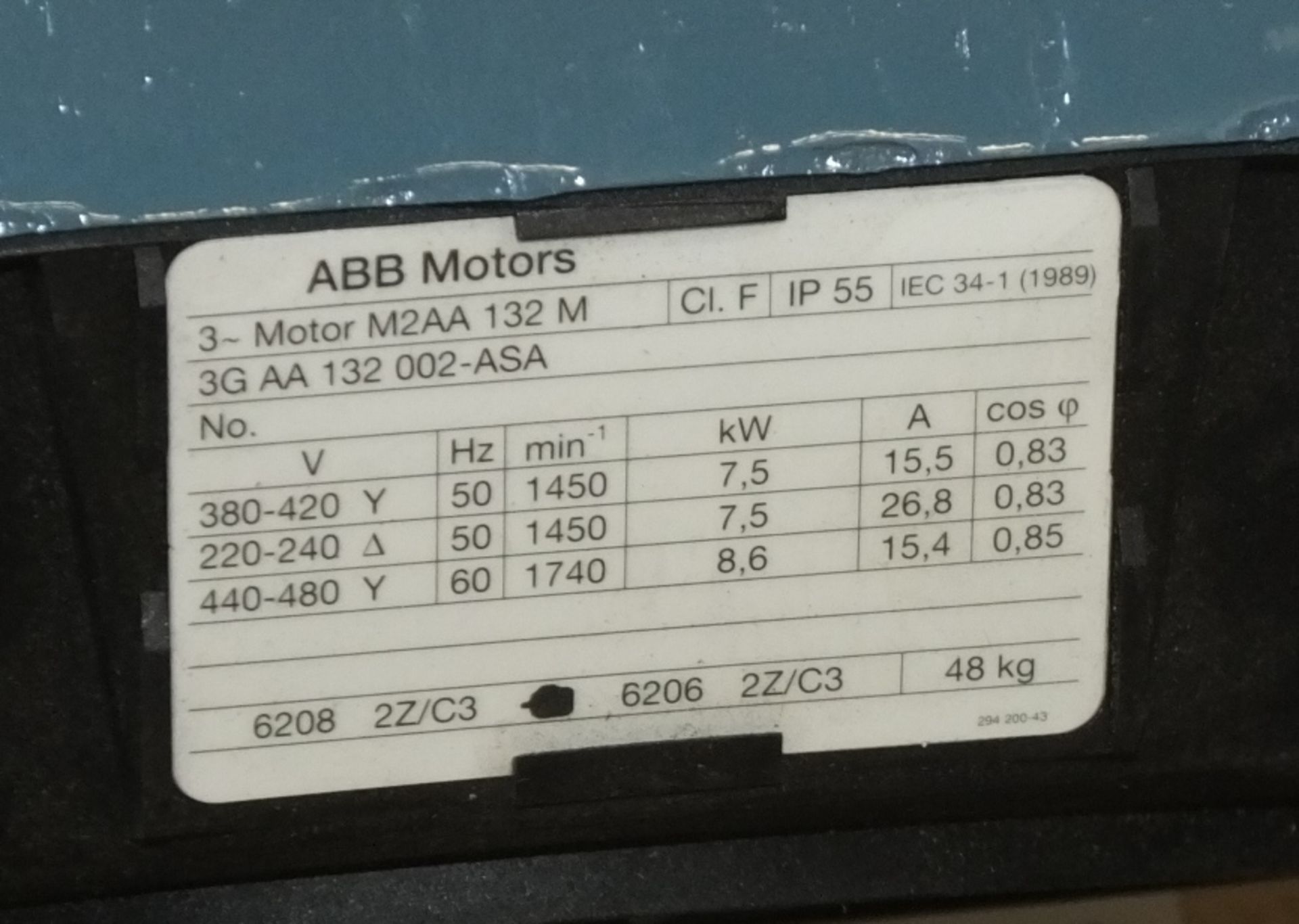 ABB Motors Model M2AA. 132M Electric Motor 7-5Kw - Image 2 of 2