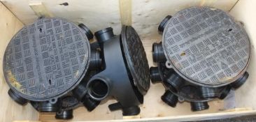 5x 450mm Diameter Equal Inspection Chamber Bases, 5x Ductile iron cover and frame - 450mm