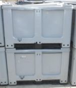 2x Plastic Storage Bins L 1220mm x W 1020mm x H 830mm