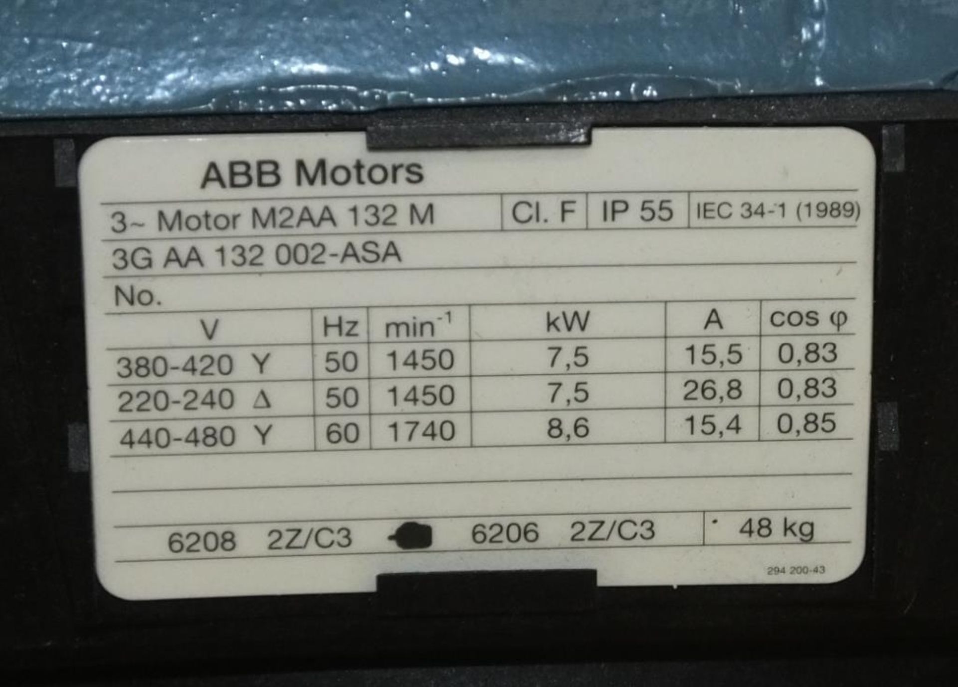 ABB Motors Model M2AA. 132M Electric Motor 7-5Kw - Image 2 of 2