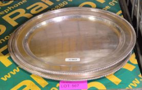 2x EPNS Oval Serving Trays 460 x 340mm.