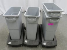 3x Rubbermaid transport bins, with 1 extra bin