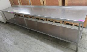 Stainless steel prep table, 3600x700x900mm
