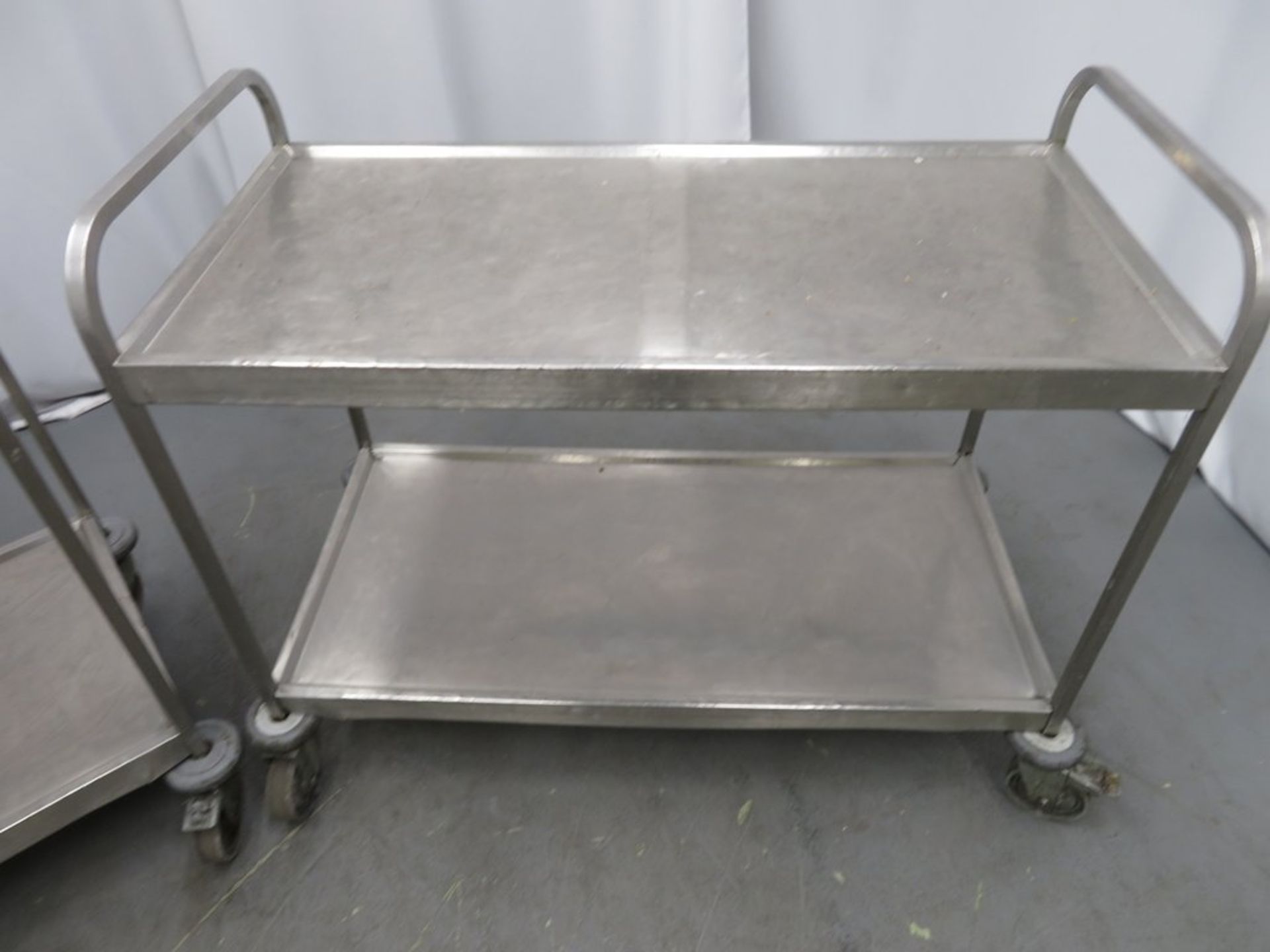 2x Stainless steel 2 tier portable canteen trolley. 1100x545x900mm - Image 3 of 3