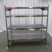 Bartlett 4 tier mobile shelf unit, 1500x500x1640mm