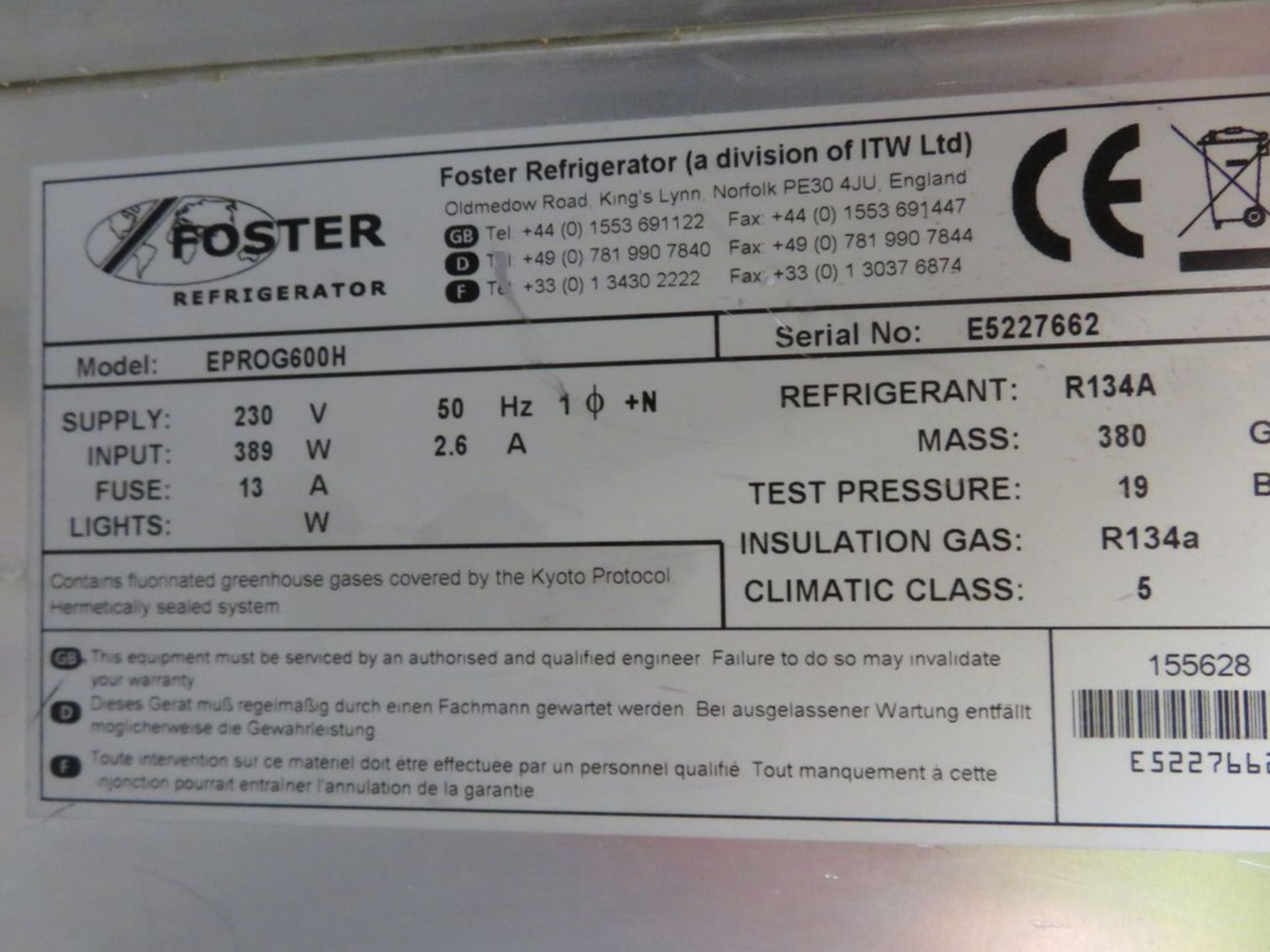 Foster EPROG600H single door upright fridge, 1 phase electric - Image 6 of 7