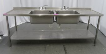 Double basin sink, 2400x650x900mm